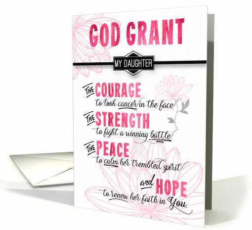 for Daughter Fighting Cancer Pink Sending a Prayer Religious card