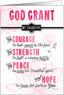 for Daughter Fighting Cancer Pink Sending a Prayer Religious card