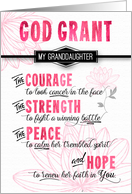 for Granddaughter Fighting Cancer Pink Prayer Get Well card