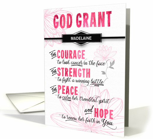 Fighting Cancer Pink Prayer Get Well with Recipient's Name card