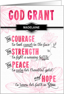 Fighting Cancer Pink Prayer Get Well with Recipient’s Name card