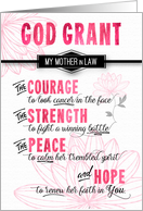 for Mother in Law Fighting Cancer Pink Sending a Prayer Religious card
