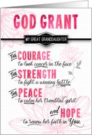 for Great Granddaughter Fighting Cancer Pink a Prayer Religious card