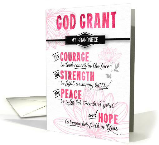 for Grandniece Fighting Cancer Pink Sending a Prayer Religious card