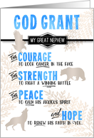 for Great Nephew Fighting Cancer Wildlife Theme Religious Prayer card