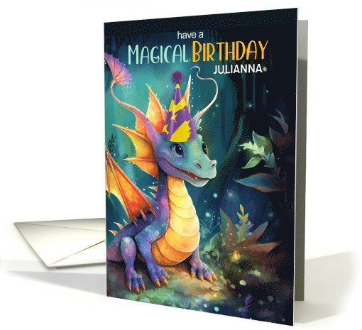 for Boys Magical Dragons Birthday Theme with Child's Name card