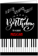 Musician’s Birthday Piano Keys with Musical Notes card