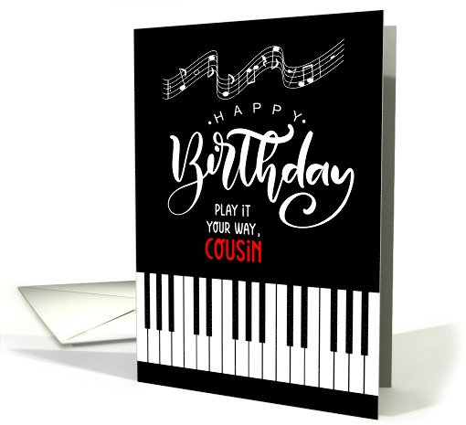 Male Cousin's Birthday Music Theme Piano Keys card (1526792)