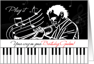 Godson’s Birthday Music Theme Piano Keys and Jazz Musician card