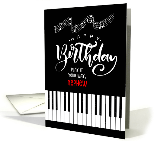Nephew's Birthday Music Theme Piano Keys card (1527208)