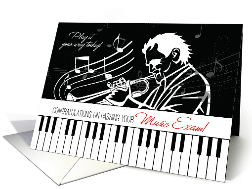 Passed Your Music Exam Piano Keys and Jazz Musician card (1528172)