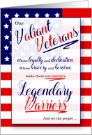 Veterans Day Typography Stars and Stripes Legendary Warriors card