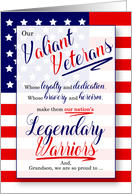 for Grandson on Veterans Day Stars and Stripes Legendary Warriors card