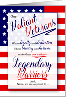 for Niece on Veterans Day Stars and Stripes Legendary Warriors card