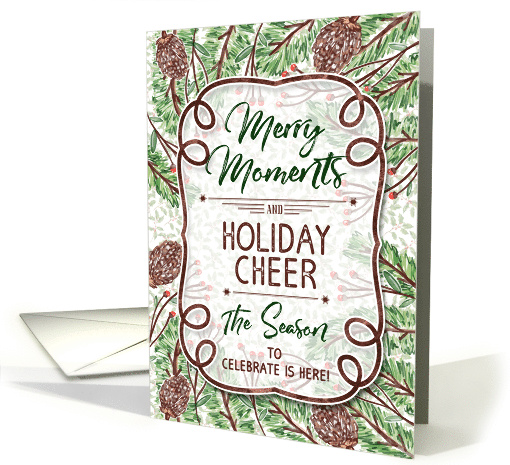 Holiday Cheer Watercolor Pine Cones and Branches card (1530426)
