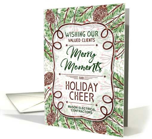 Business Clients Holiday Cheer Watercolor Pines Custom card (1531734)