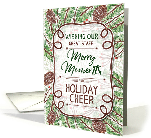 for a Great Staff Business Holiday Cheer Watercolor Pines card