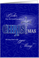for Brother Religious Christmas Blessings with Christian Cross card