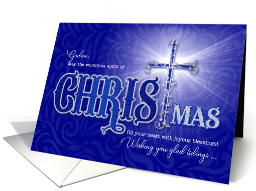 for Godson Religious Christmas Blessings with Christian Cross card