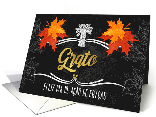 Portuguese Thanksgiving Grateful Belssings Chalkboard Blank card