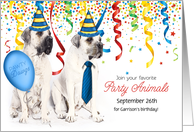 Birthday Invitation Cute Party Animals Bordeaux Dogs Custom card