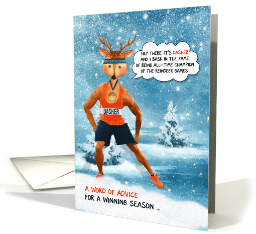 Funny Dasher Reindeer Christmas with Athletes Humor card (1539202)