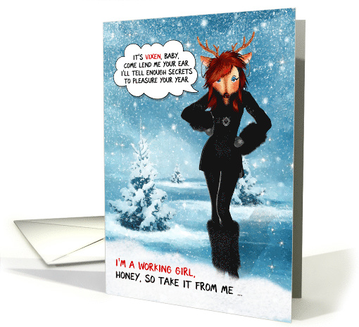 Sexy Vixen Reindeer with Humor for Christmas Love and Romance card