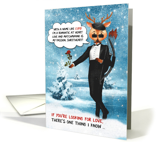 Funny Cupid Reindeer with Love and Romance Humor card (1539450)
