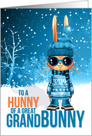 for Young Great Grandson Cute Blue Christmas Grandbunny card