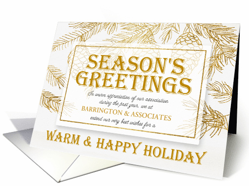 Business Season's Greetings in Gold and Winter White Custom card