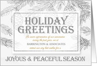 Business Holiday Greetings in Silver and Gold Custom card
