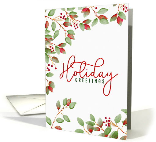 Business Holiday Greetings with Holly Leaves card (1541396)