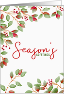 Business Season’s Greetings with Holly Leaves card