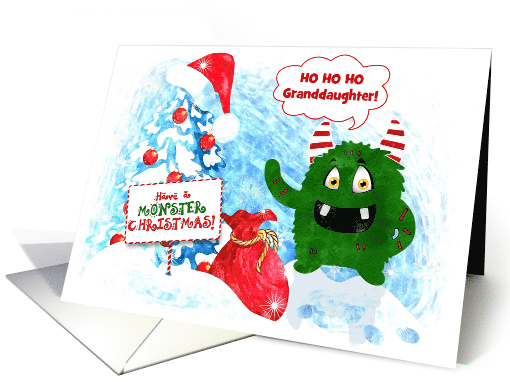 for Young Granddaughter Monster Christmas Custom Text card (1542472)