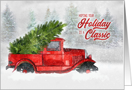 Vintage Classic Truck for Christmas Holiday with Snowy Scene card
