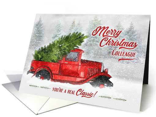 for Colleague Vintage Classic Truck for Christmas Holiday card