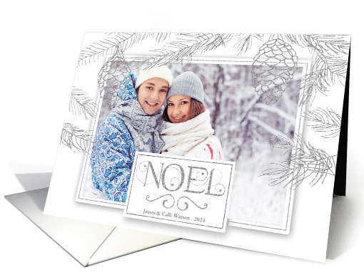 Silver Pines Christmas Photo with Noel Typography card (1543902)