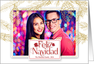 Gold Pines Christmas Photo Feliz Navidad Blank card