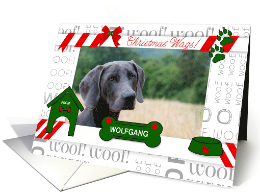 from the Dog Christmas Wags with Pet's Photo and Name Horizontal card