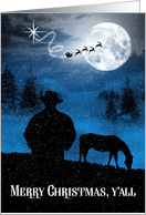 for Friend a Western Cowboy Christmas with Horse and Santa card