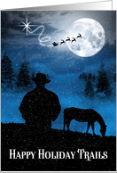 Missing You Happy Trails Western Themed Cowboy Christmas card