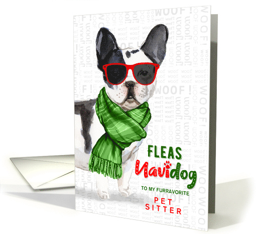 for Pet Sitter Boston Terrier FunnyFleas Navidog Christmas Custom card