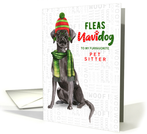 for Pet Sitter Black Lab FunnyFleas Navidog Christmas Custom card