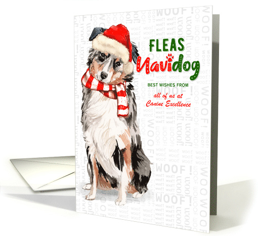 Australian Shepherd Funny Fleas Navidog Christmas Custom card