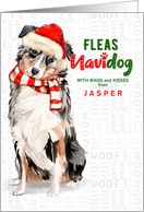 from the Dog Australian Shepherd Funny Fleas Navidog Custom card