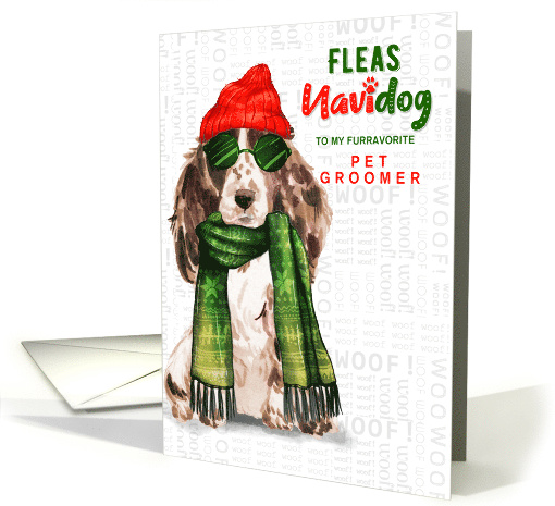 for Groomer Cocker Spaniel Funny Fleas Navidog Custom card (1547148)