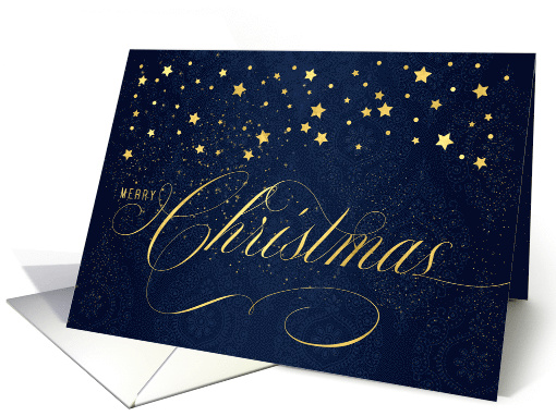 Merry Christmas Navy Blue and Faux Gold Leaf with Stars card (1547352)