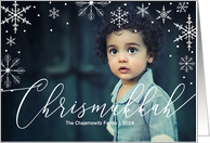 Chrismukkah Snowflakes and Typography with Custom Text Horizontal card