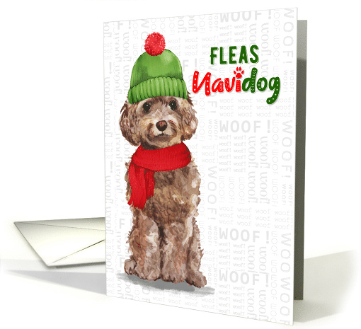 Brown Cockapoo Funny Fleas Navidog Christmas card (1547488)
