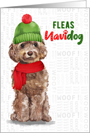 Brown Cockapoo Funny Fleas Navidog Christmas card